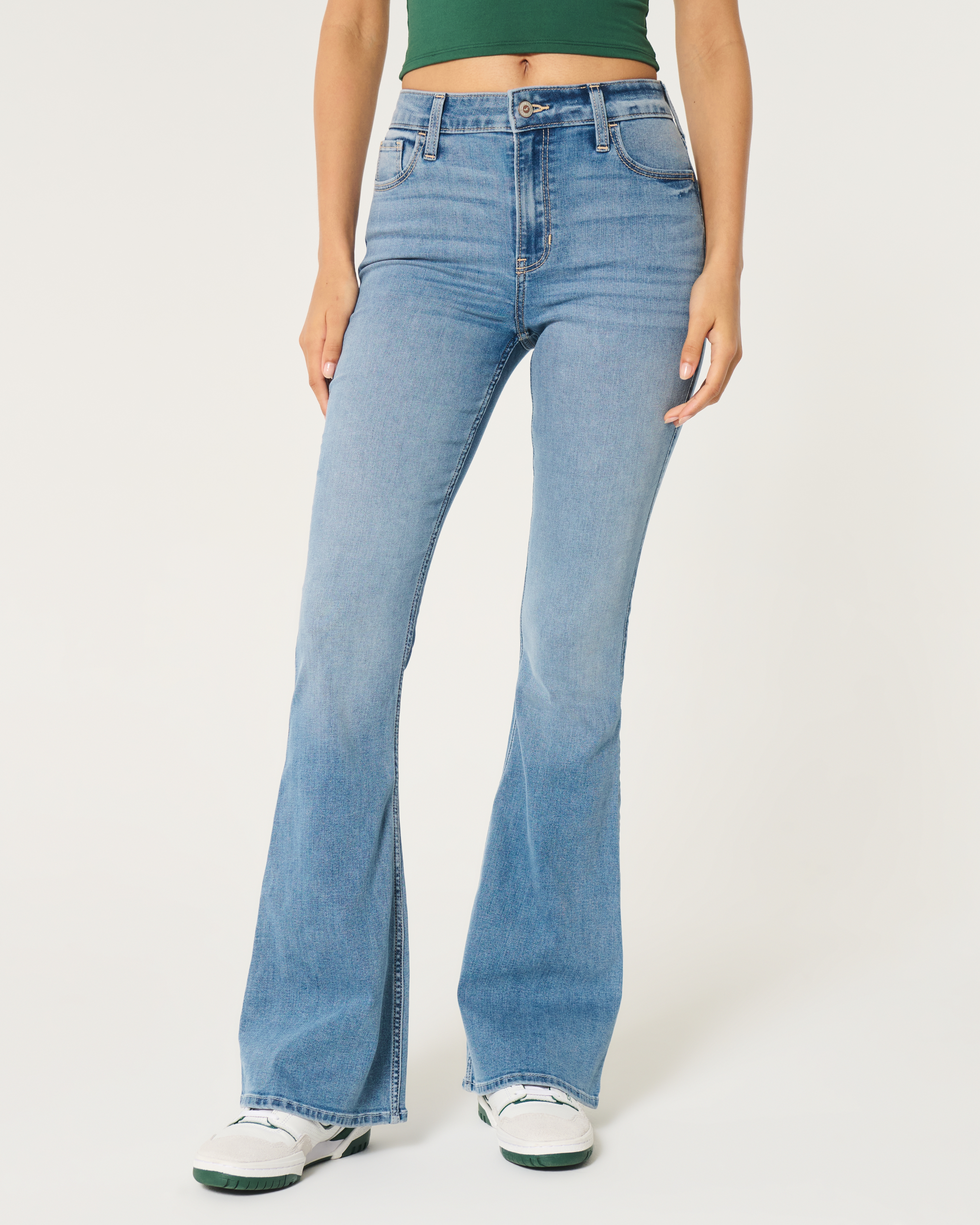 High-Rise Medium Wash Flare Jeans