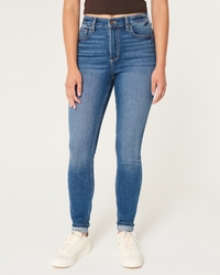 Women's Curvy High-Rise Ripped Black Super Skinny Jeans | Women's ...