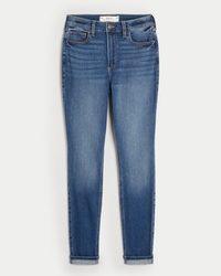 Women's Curvy High-Rise Ripped Black Super Skinny Jeans ...