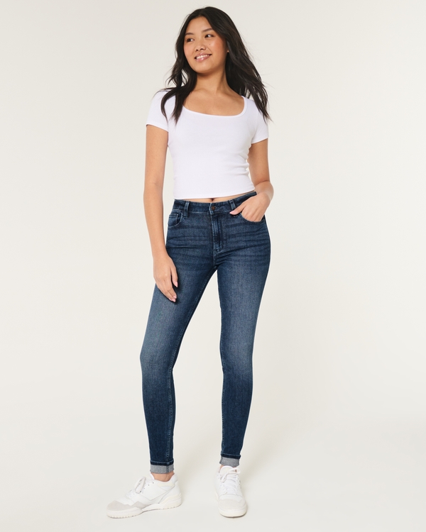 High-Rise Medium Wash Super Skinny Jeans, Medium