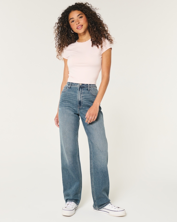 Ultra High-Rise Medium Wash Dad Jeans, Medium