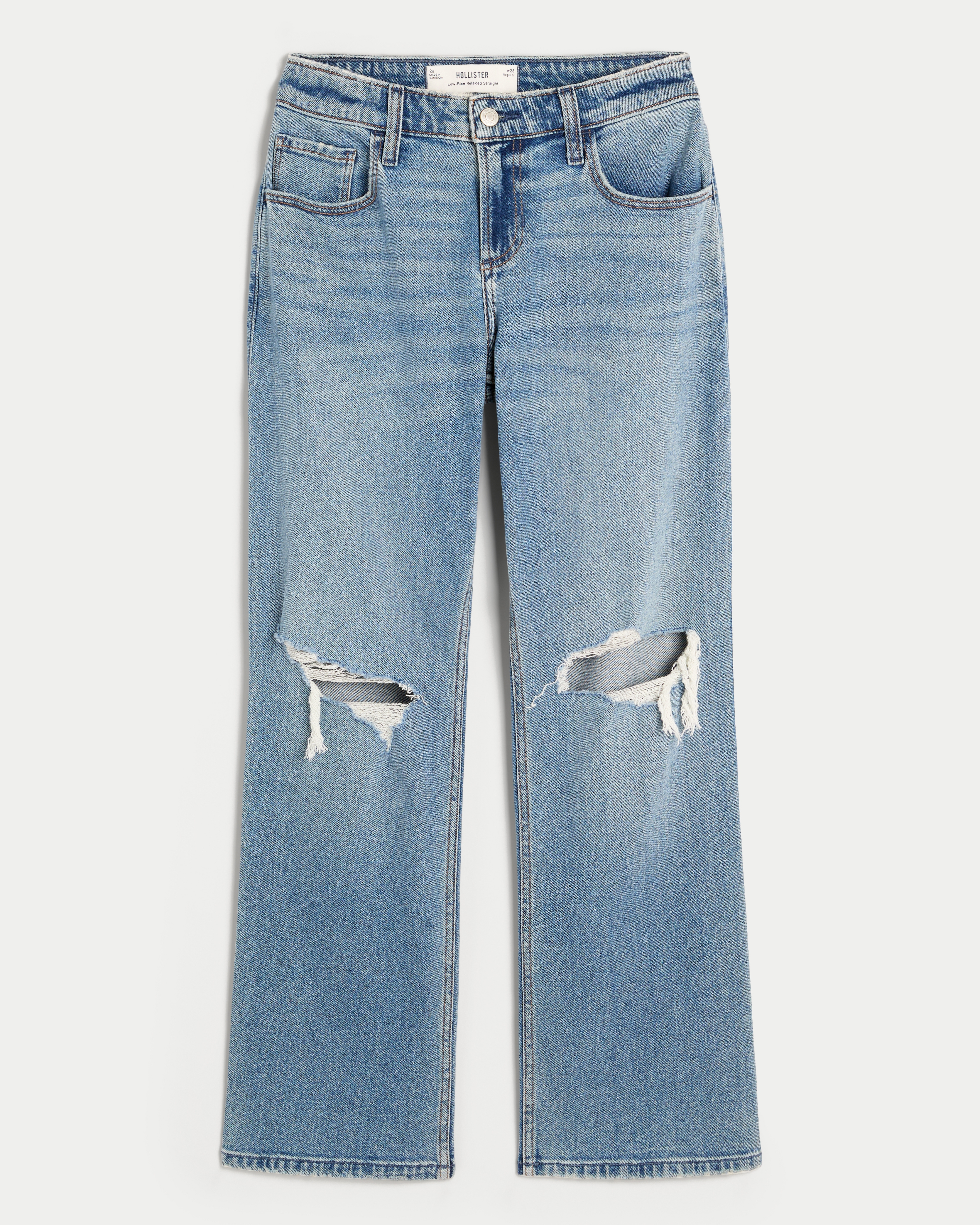 Women s Low Rise Light Wash Relaxed Straight Jeans in Light Medium Wash Size 18 R 19 R 34W from Hollister