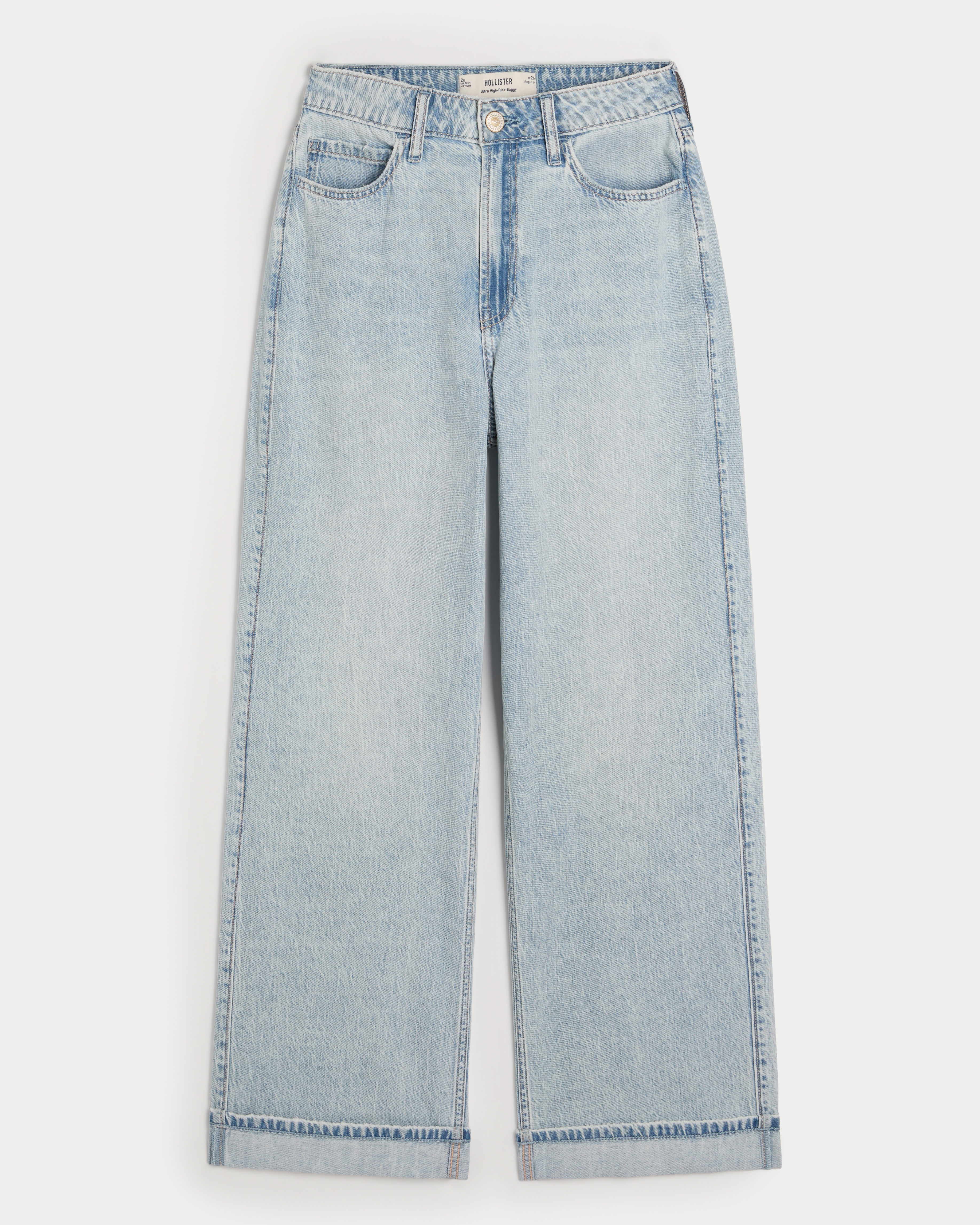 Ultra High-Rise Lightweight Light Wash Baggy Jeans