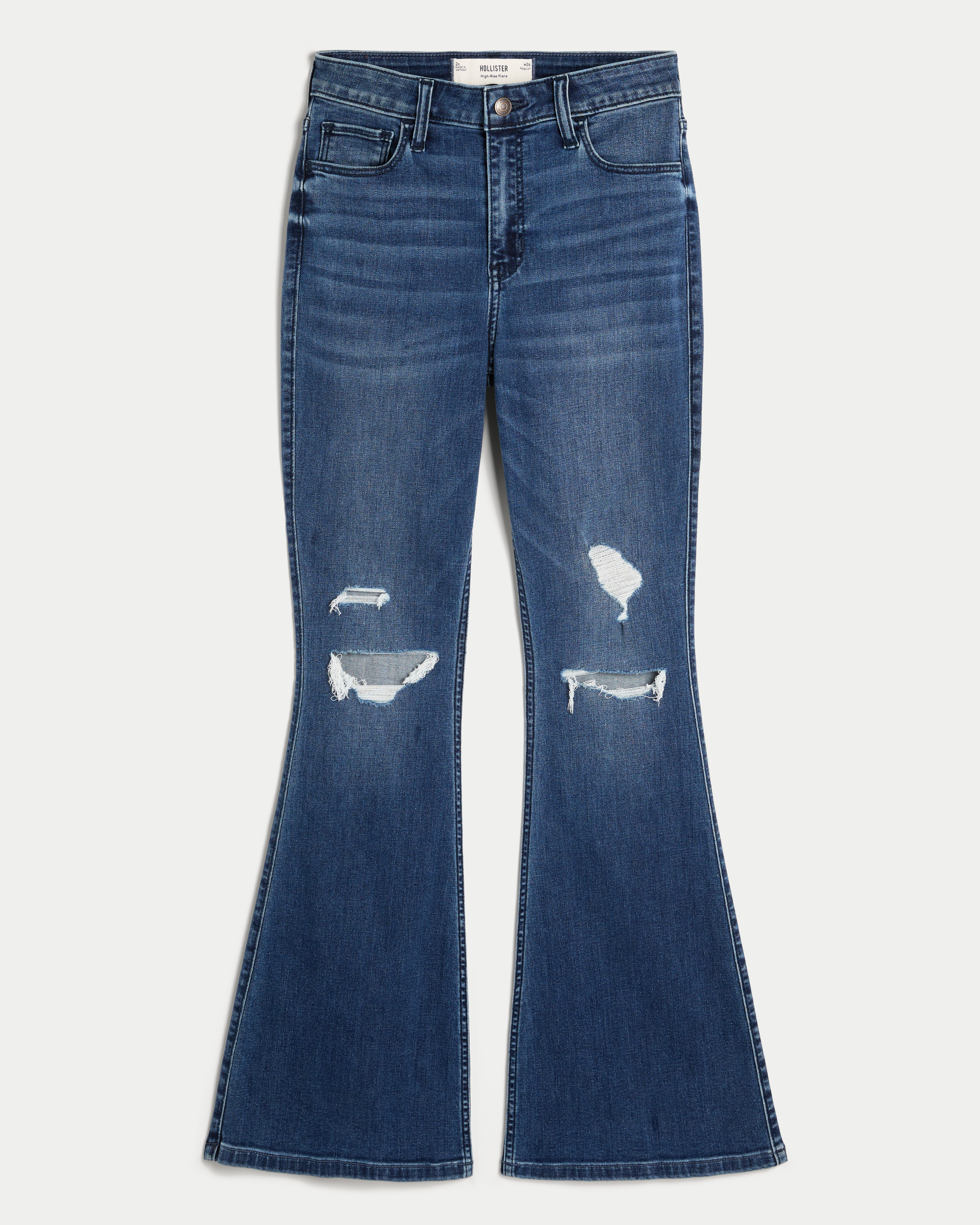 High-Rise Ripped Medium Wash Flare Jeans