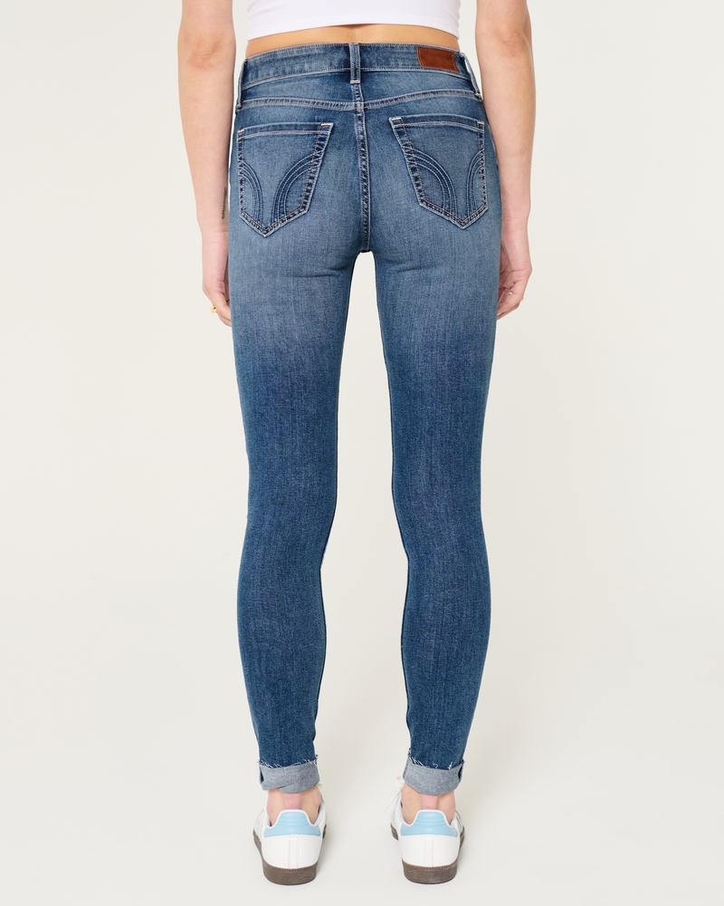 High-Rise Ripped Medium Wash Super Skinny Jeans