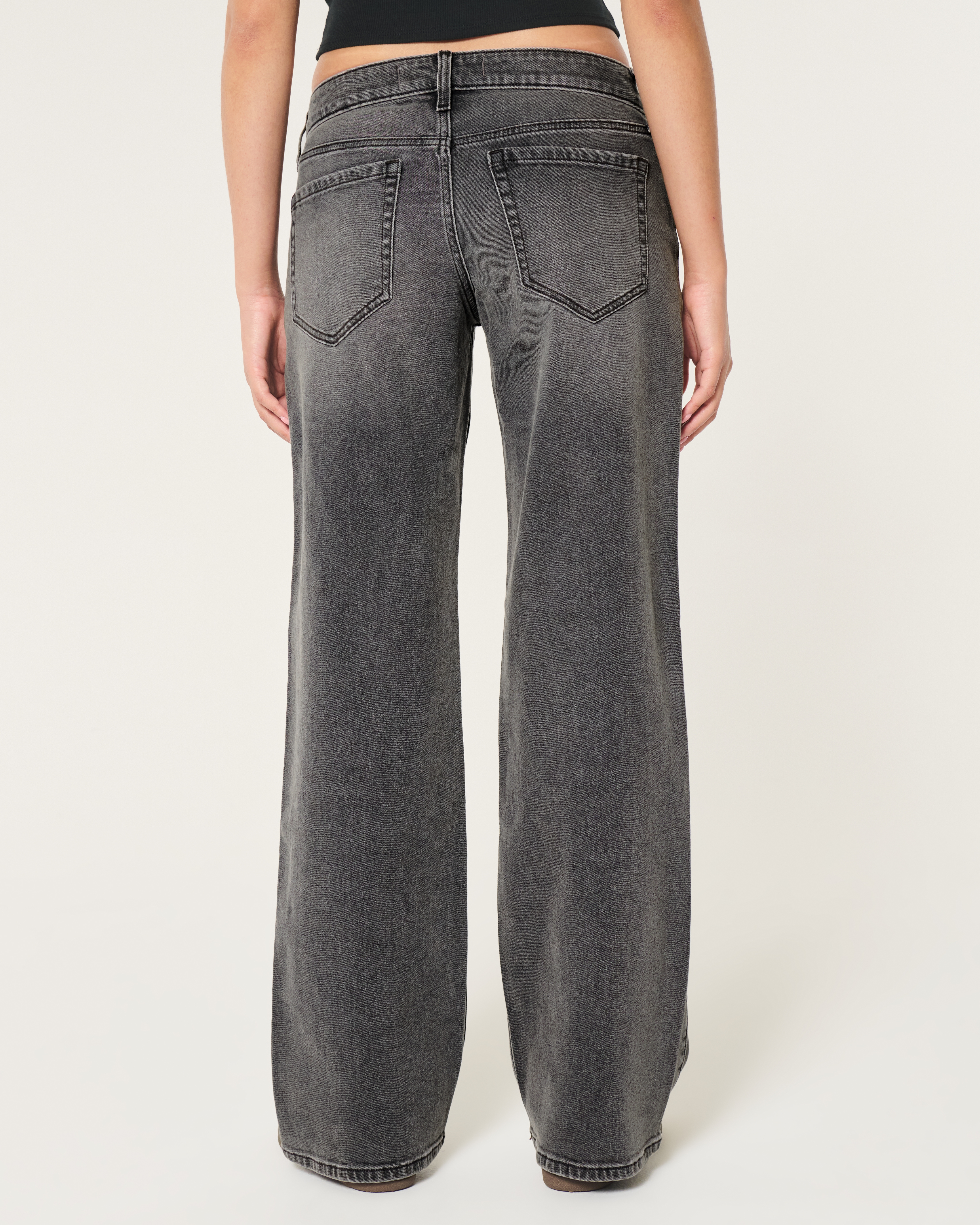 Low-Rise Washed Black Baggy Jeans