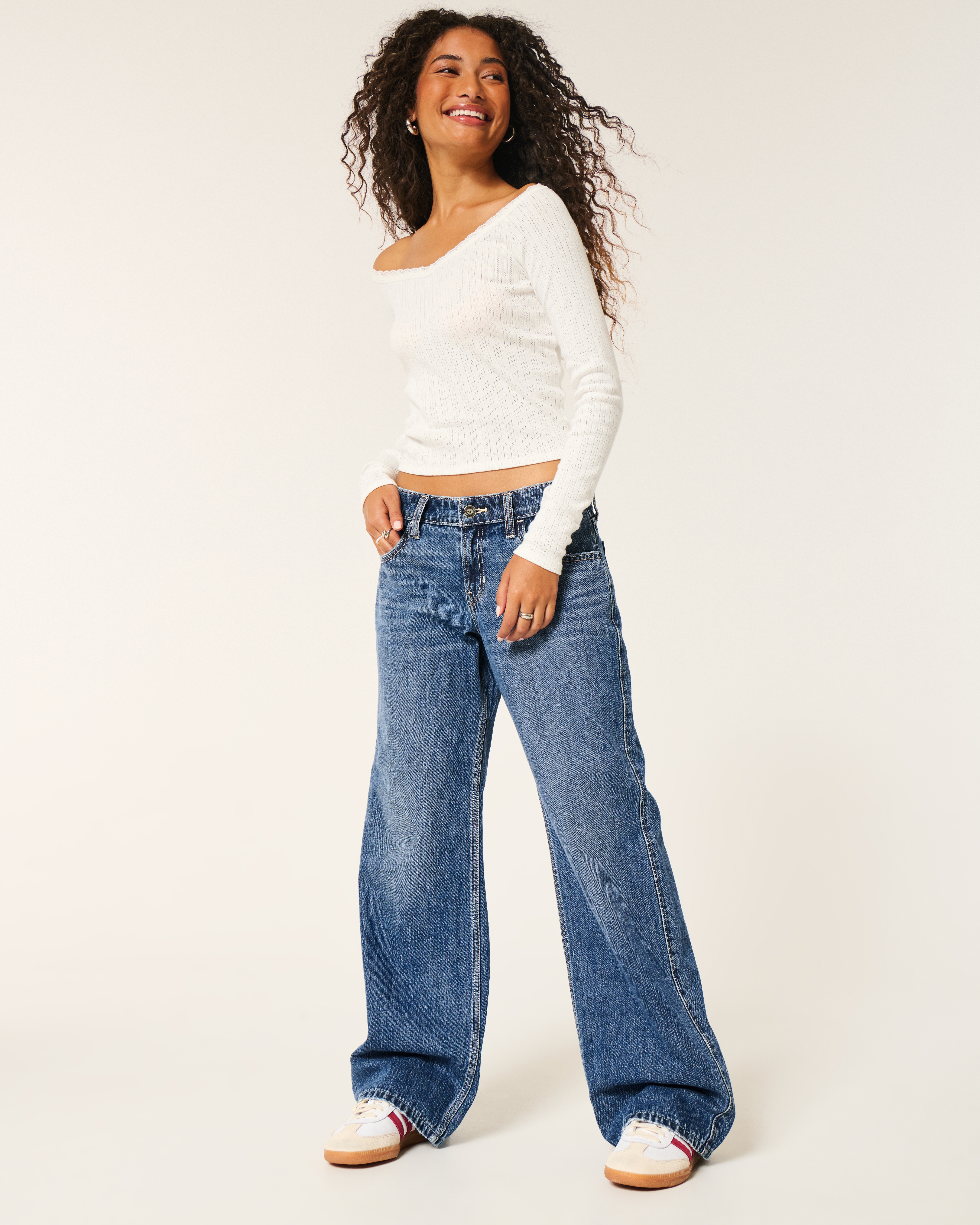 Women's Low-Rise Dark Wash Baggy Jeans | Women's Bottoms Women's Low-Rise Dark Wash Baggy Jeans | Women's Bottoms