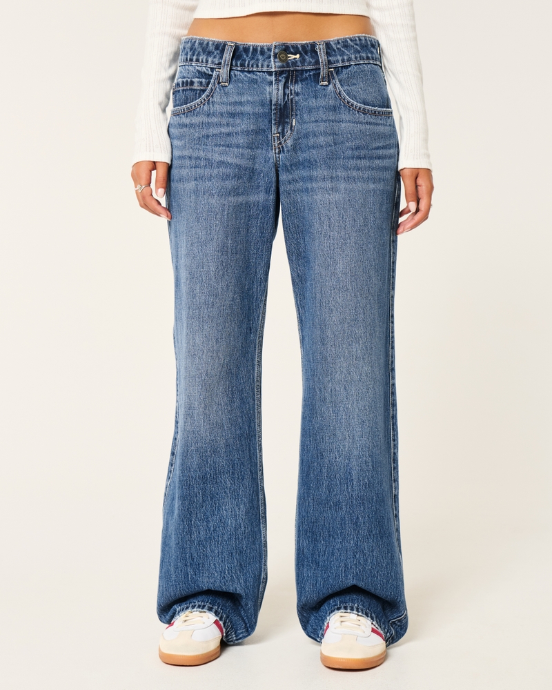 Low-Rise Dark Wash Baggy Jeans