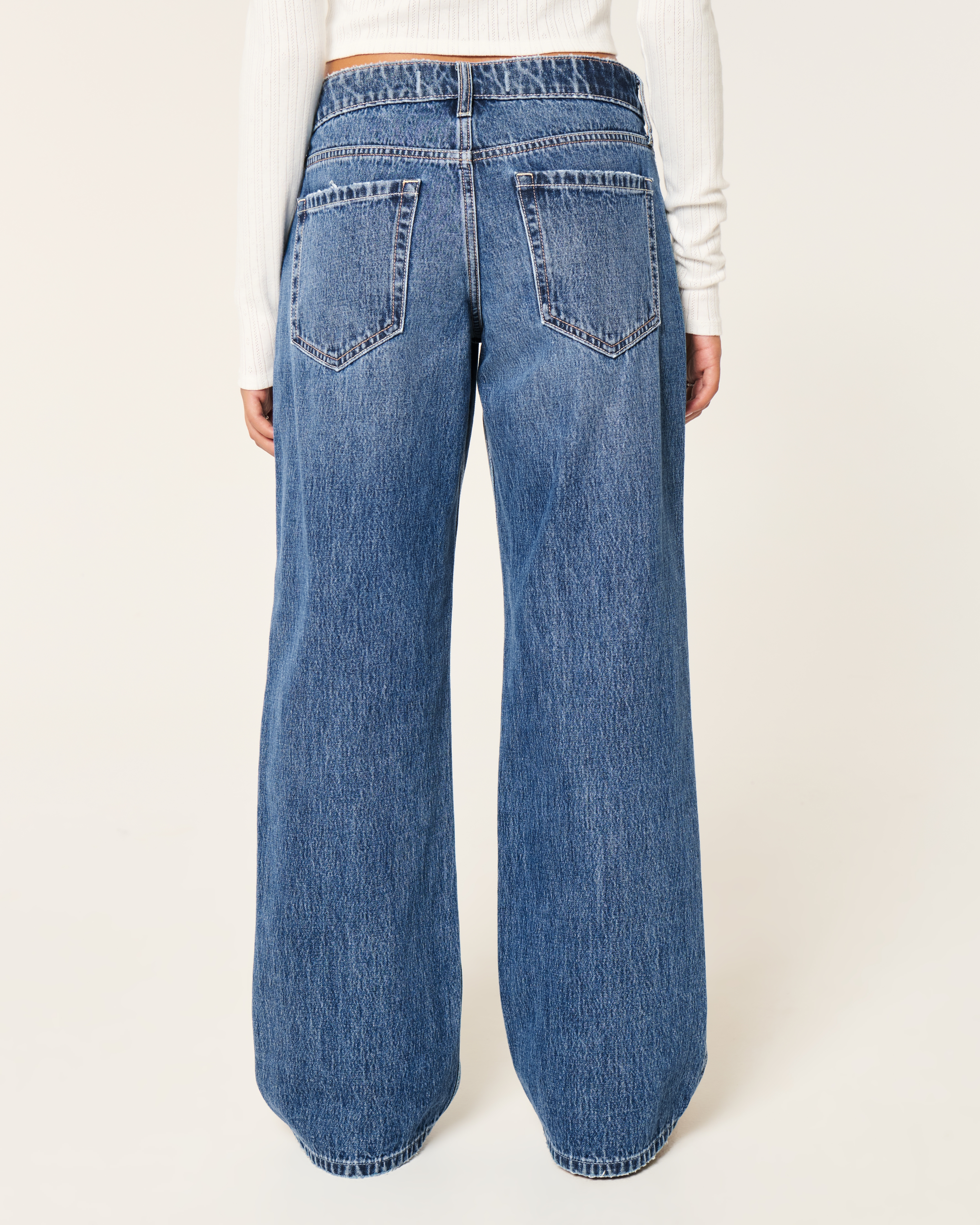 Women's Low-Rise Dark Wash Baggy Jeans | Women's Bottoms