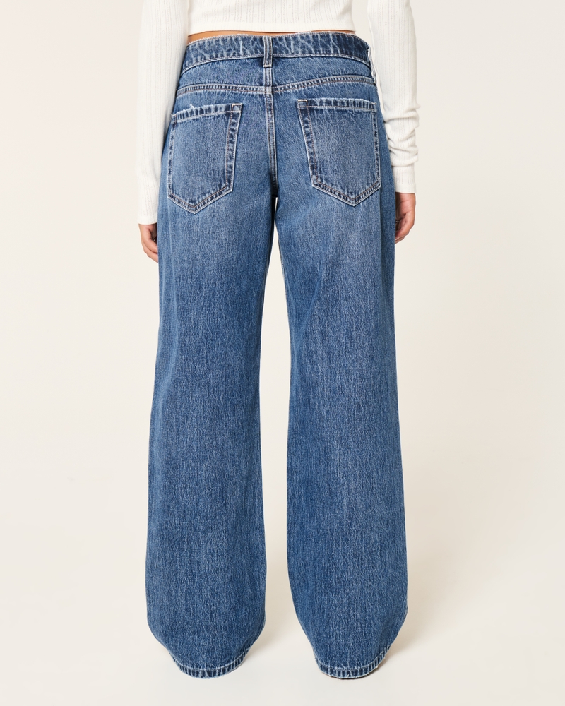 Low-Rise Dark Wash Baggy Jeans