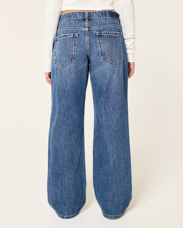 Low-Rise Dark Wash Baggy Jeans