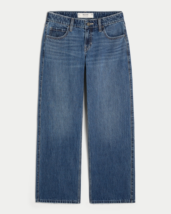 Low-Rise Dark Wash Baggy Jeans, Medium