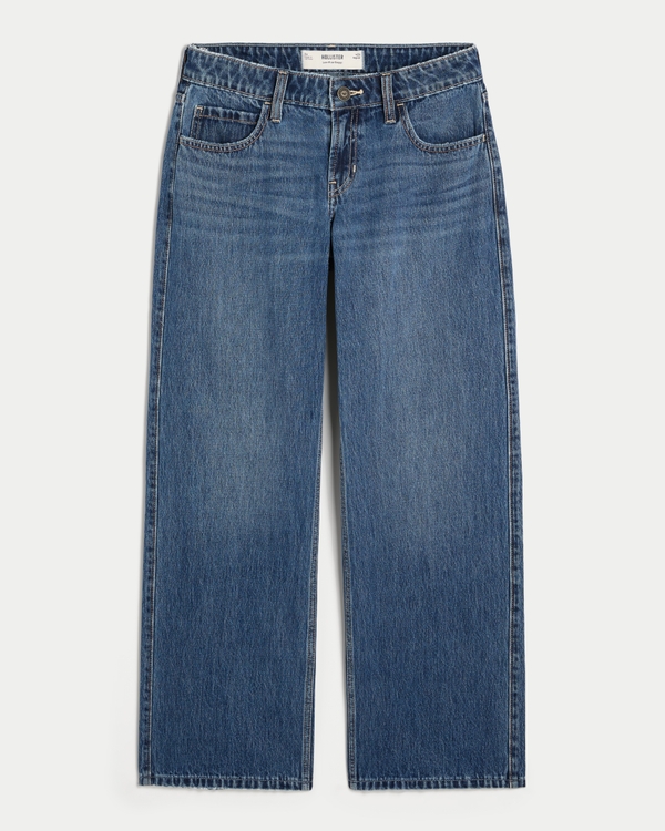 Low-Rise Dark Wash Baggy Jeans