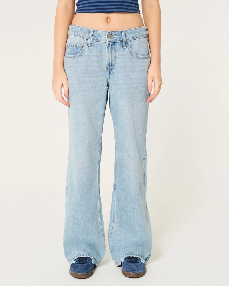 Low-Rise Ripped Medium Wash Baggy Jeans