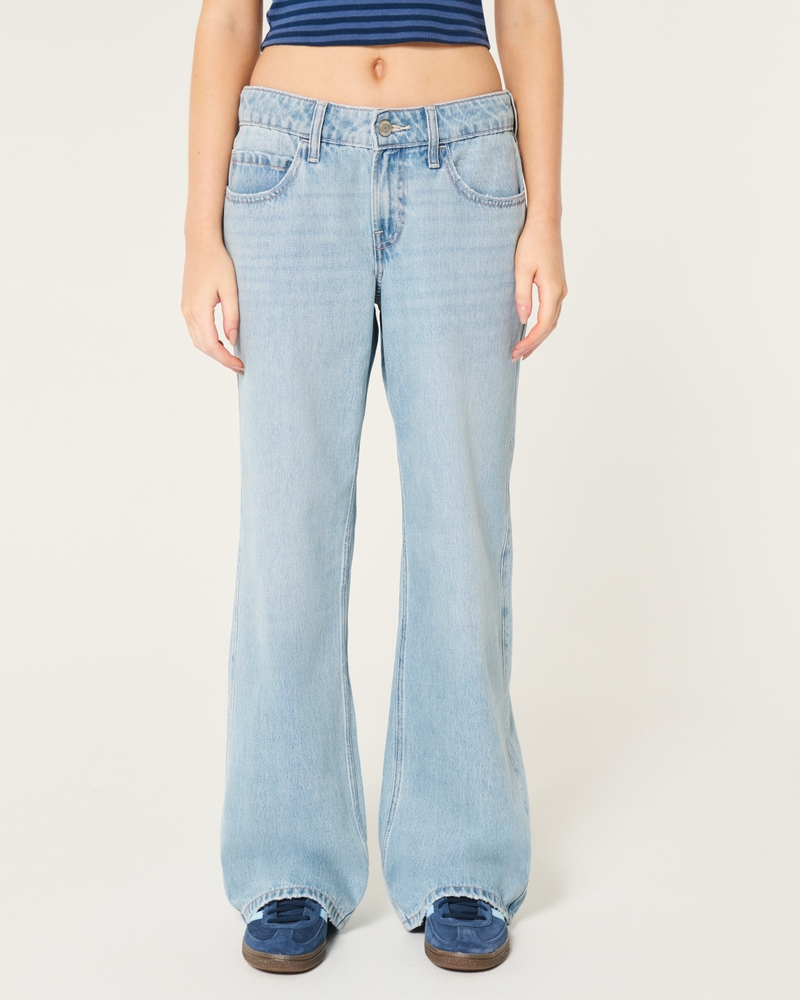 Low-Rise Ripped Medium Wash Baggy Jeans