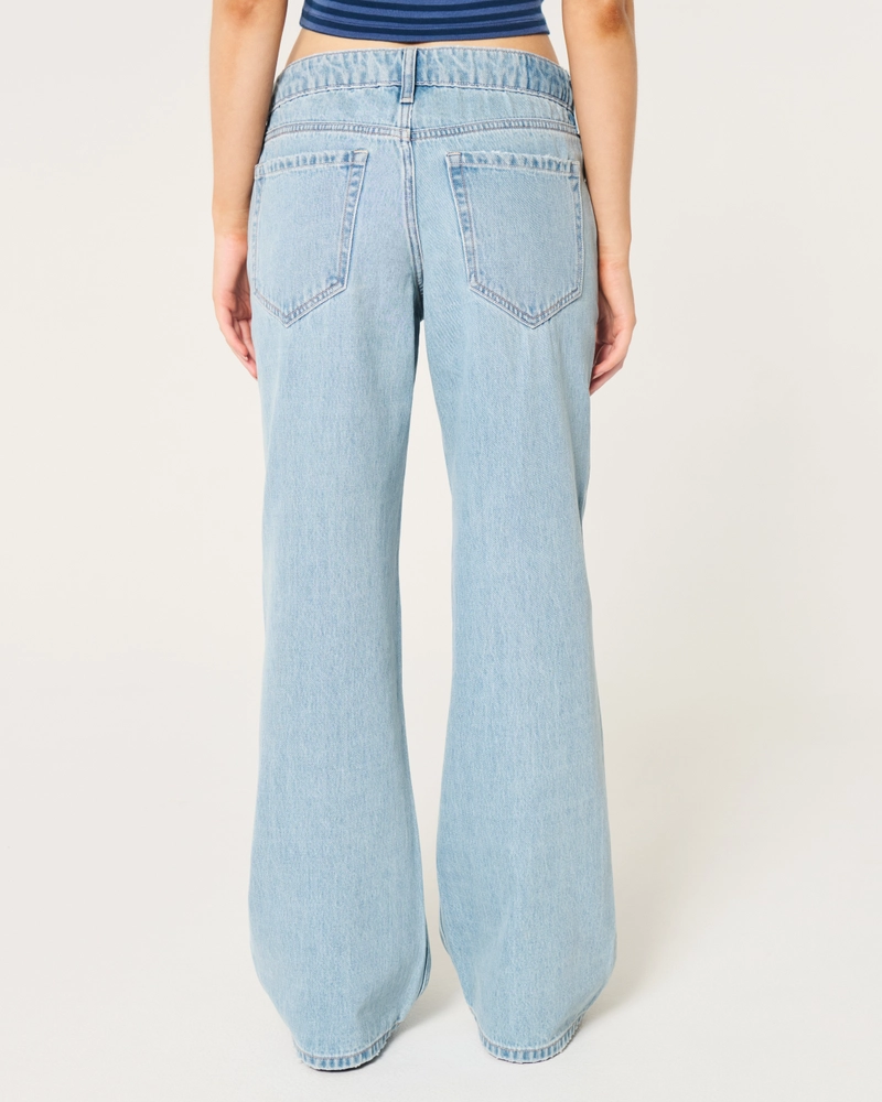 Low-Rise Ripped Medium Wash Baggy Jeans