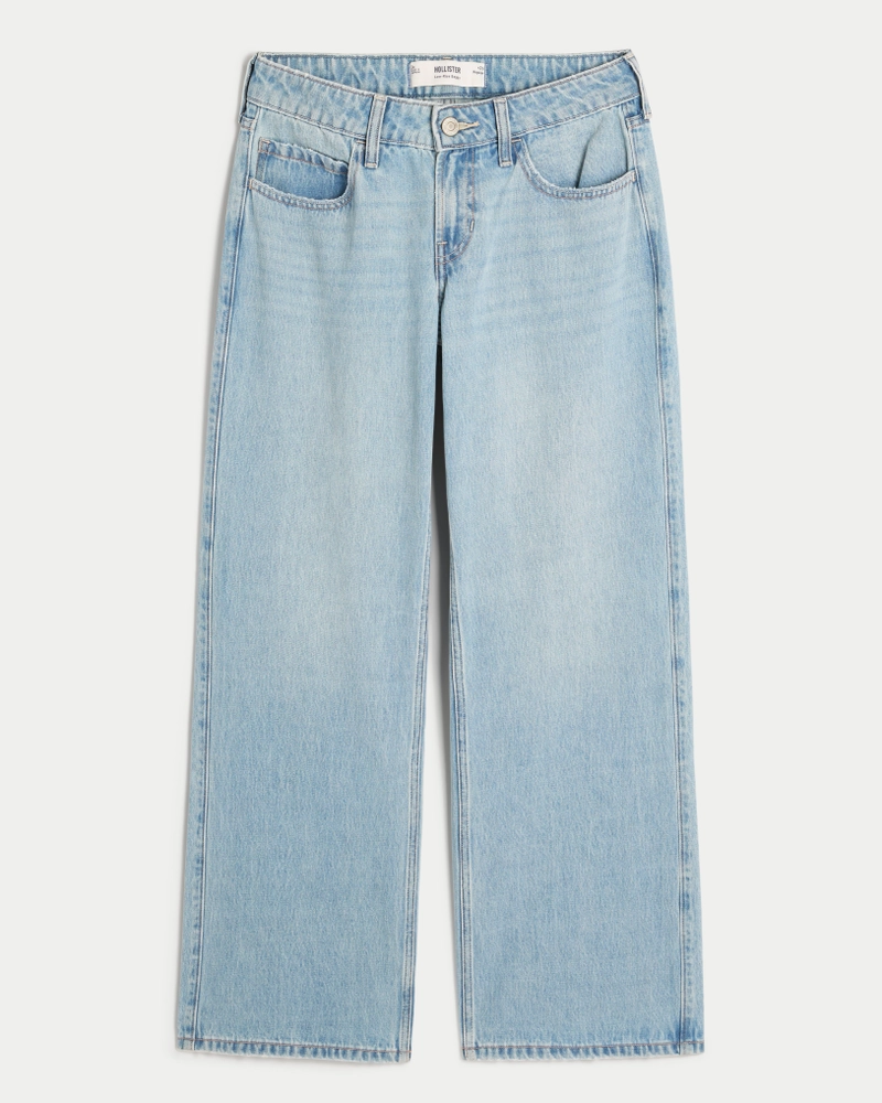 Low-Rise Ripped Medium Wash Baggy Jeans