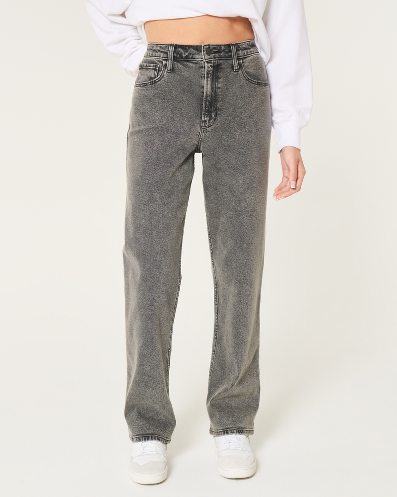 Ultra High-Rise Washed Black Dad Jeans