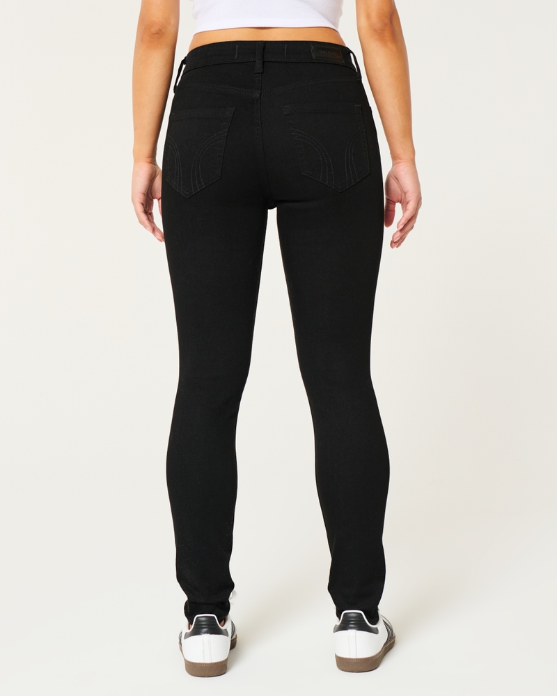 Ultra High-Rise Ripped Black Super Skinny Jeans