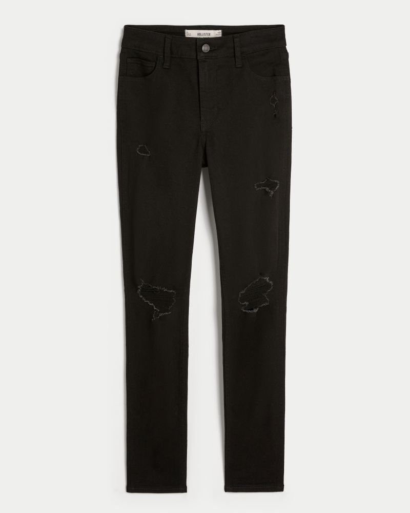 Ultra High-Rise Ripped Black Super Skinny Jeans