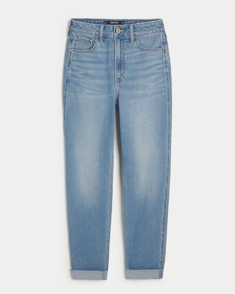 Women's Ultra High-Rise Ripped Medium Wash Mom Jeans - Hollister