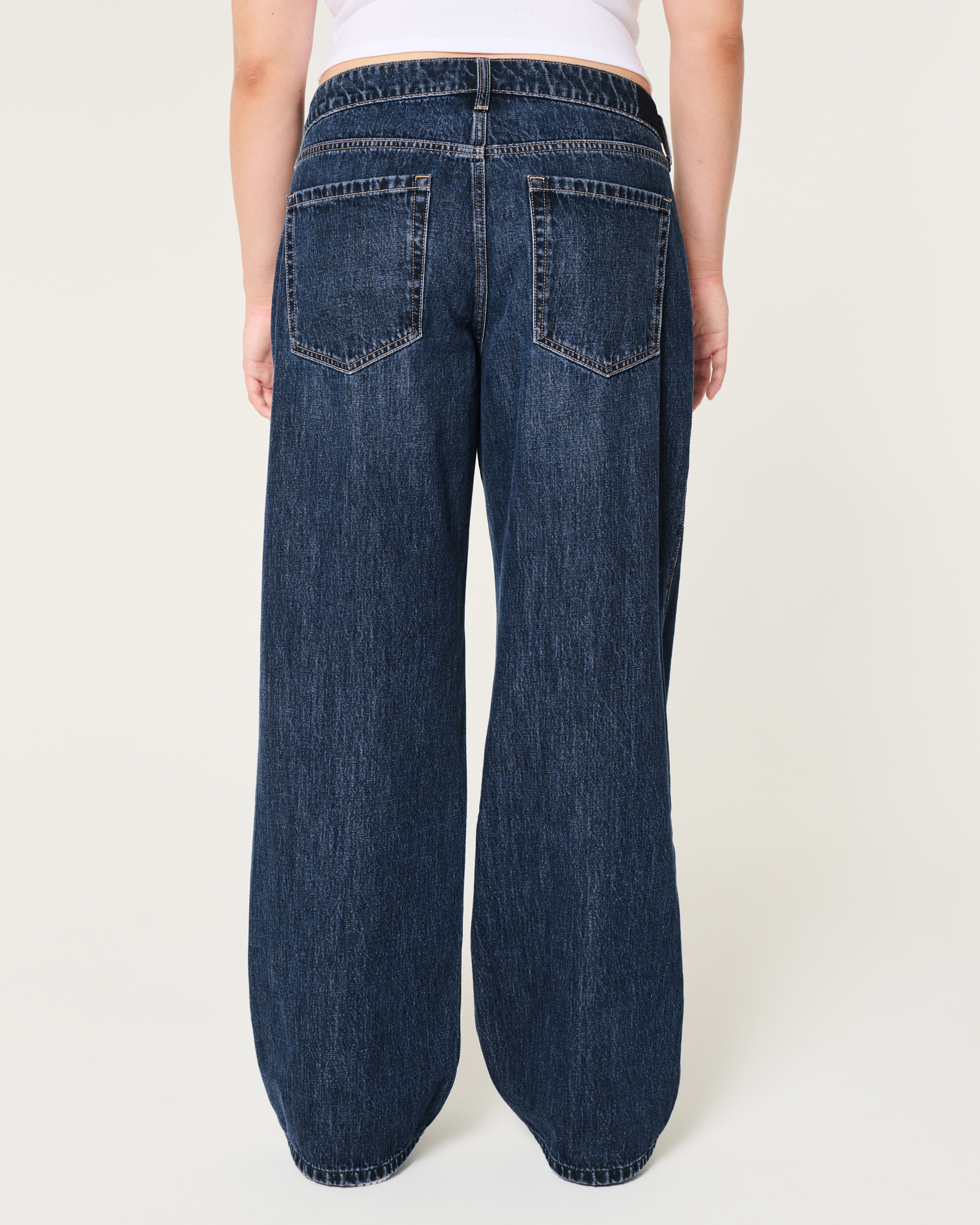 Low-Rise Dark Wash Baggy Jeans