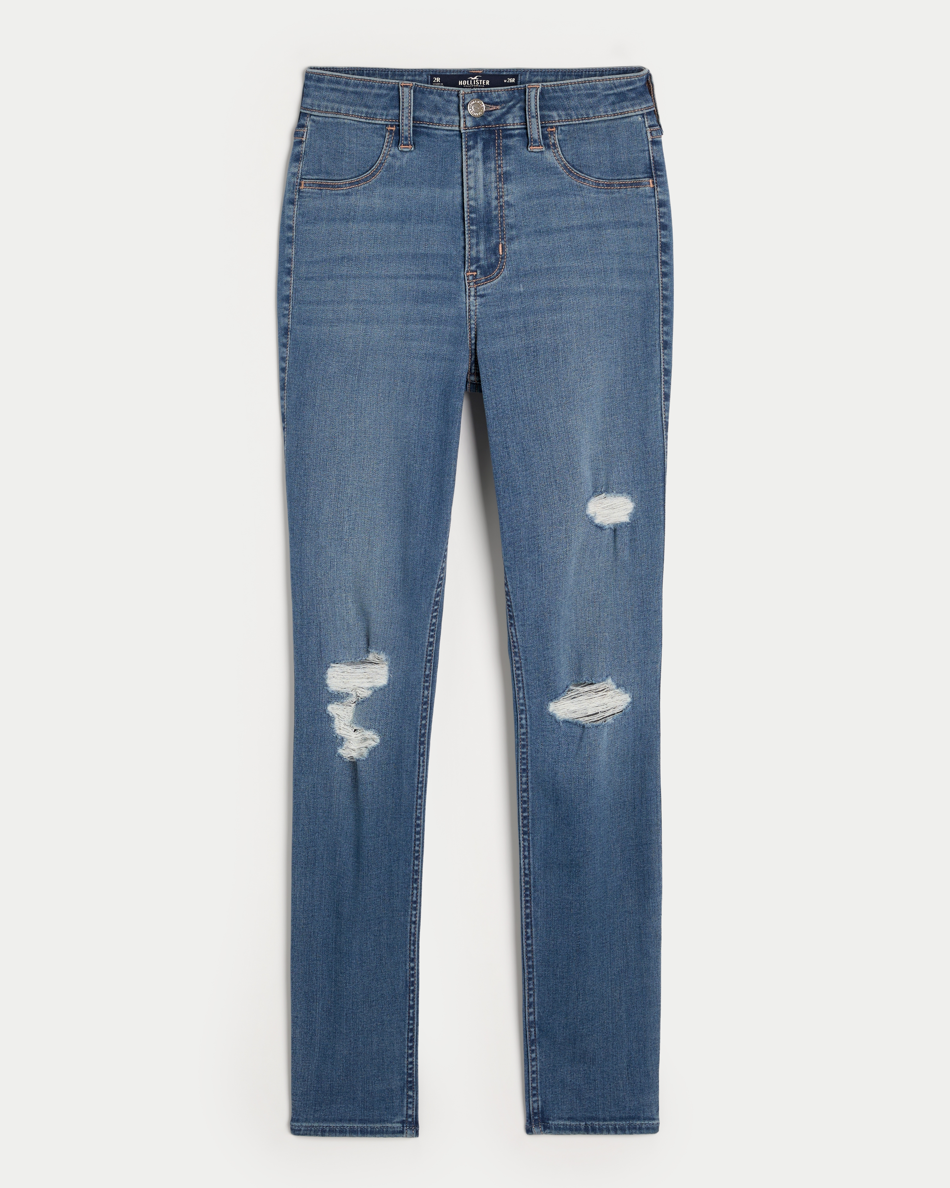 High-Rise Ripped Medium Wash Jean Leggings