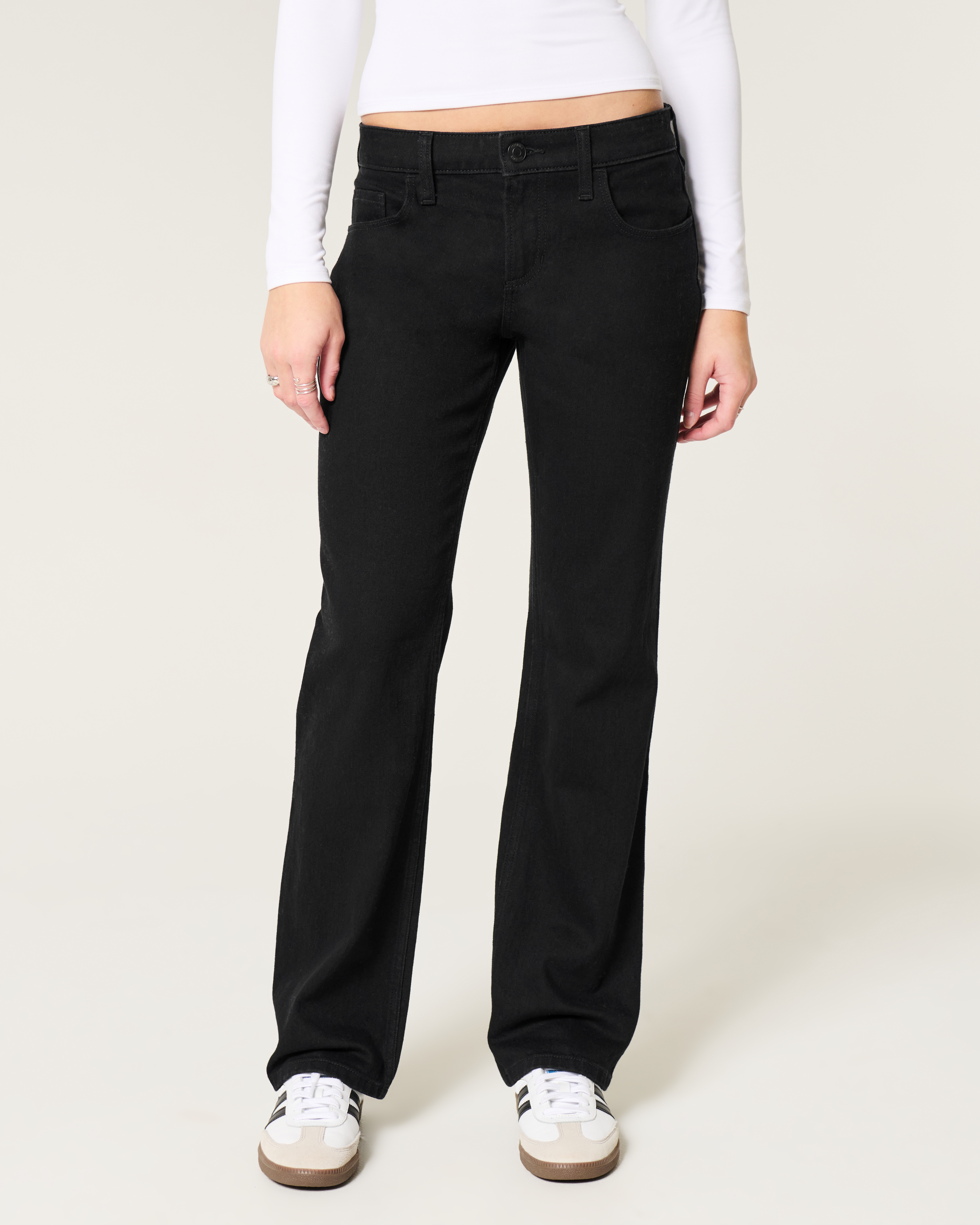 ★★ ★★ Women's Low Rise Straight Fit Black Den Women's Low-Rise Black Relaxed Straight Jeans | Women's Sale
