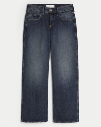Women's Low-Rise Dark Wash Baggy Jeans | Women's Bottoms | HollisterCo.com