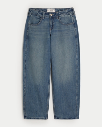 Women's Low-Rise Medium Wash Tapered Baggy Jeans | Women's Sale | HollisterCo.com