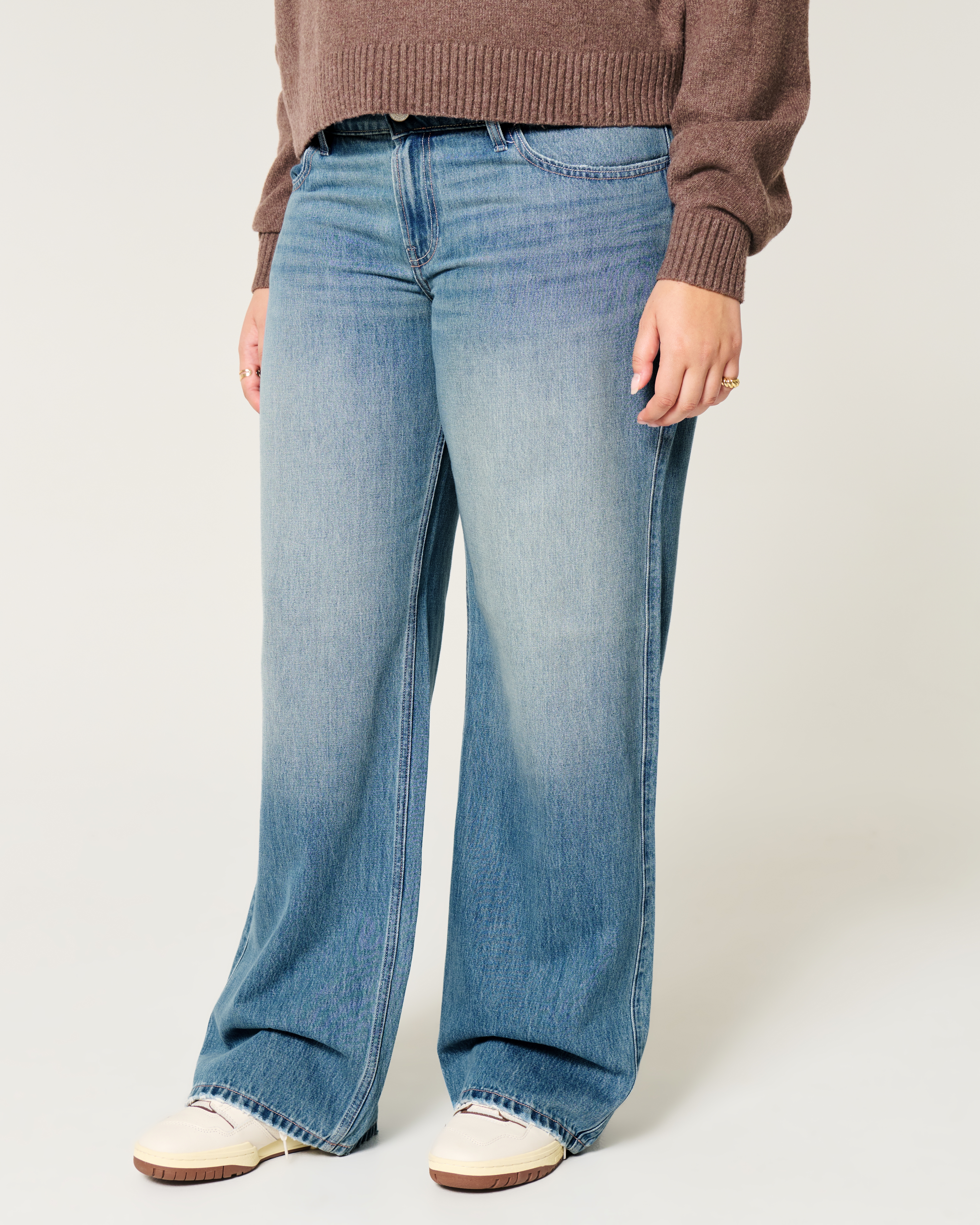 Low Rise Medium Wash Baggy Jeans