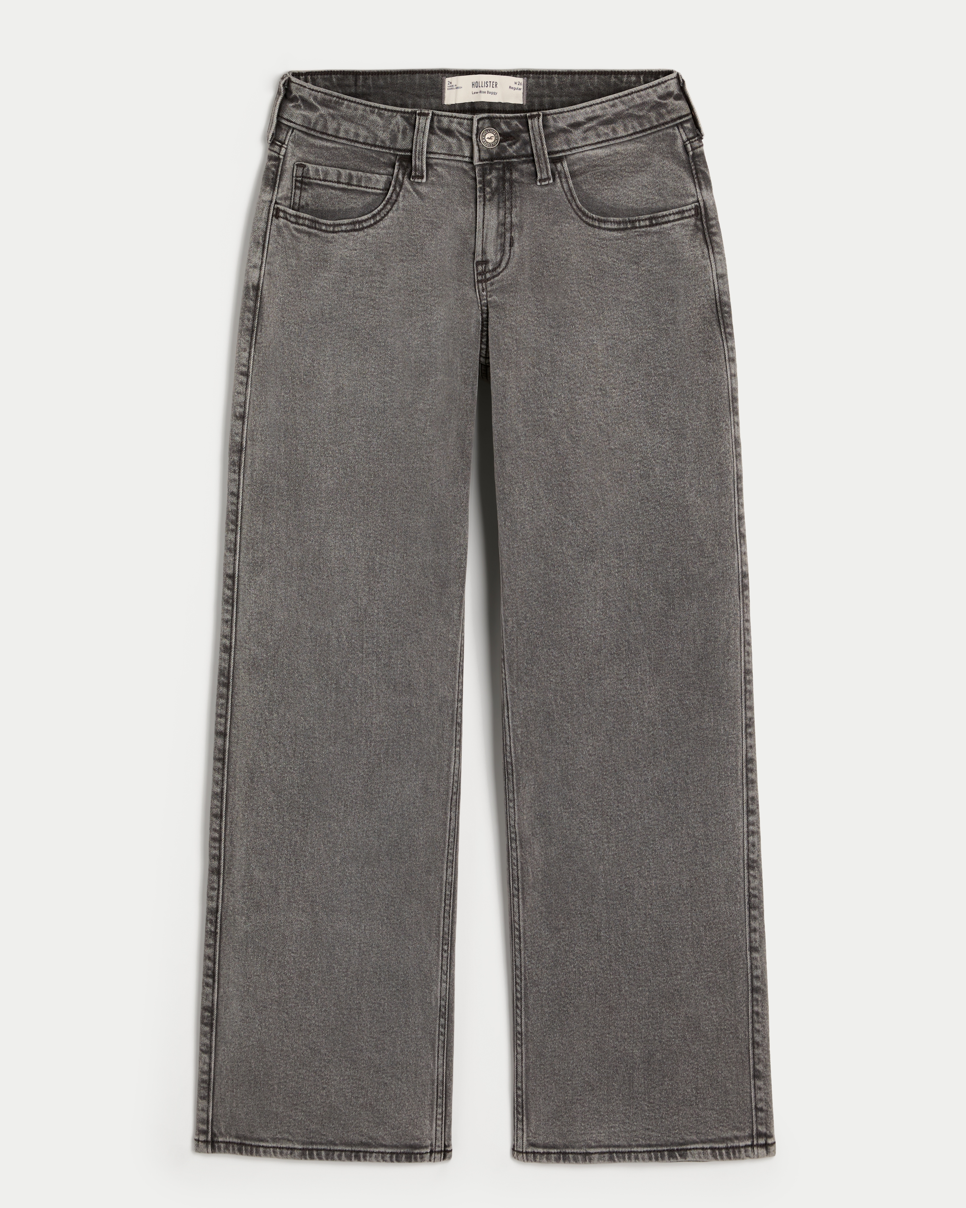 Women s Low Rise Washed Grey Baggy Jeans in Gray Wash Size 2 R 3 R 26W from Hollister