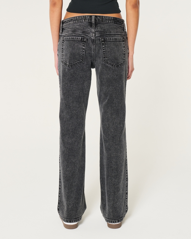Low-Rise Washed Black Relaxed Straight Jeans