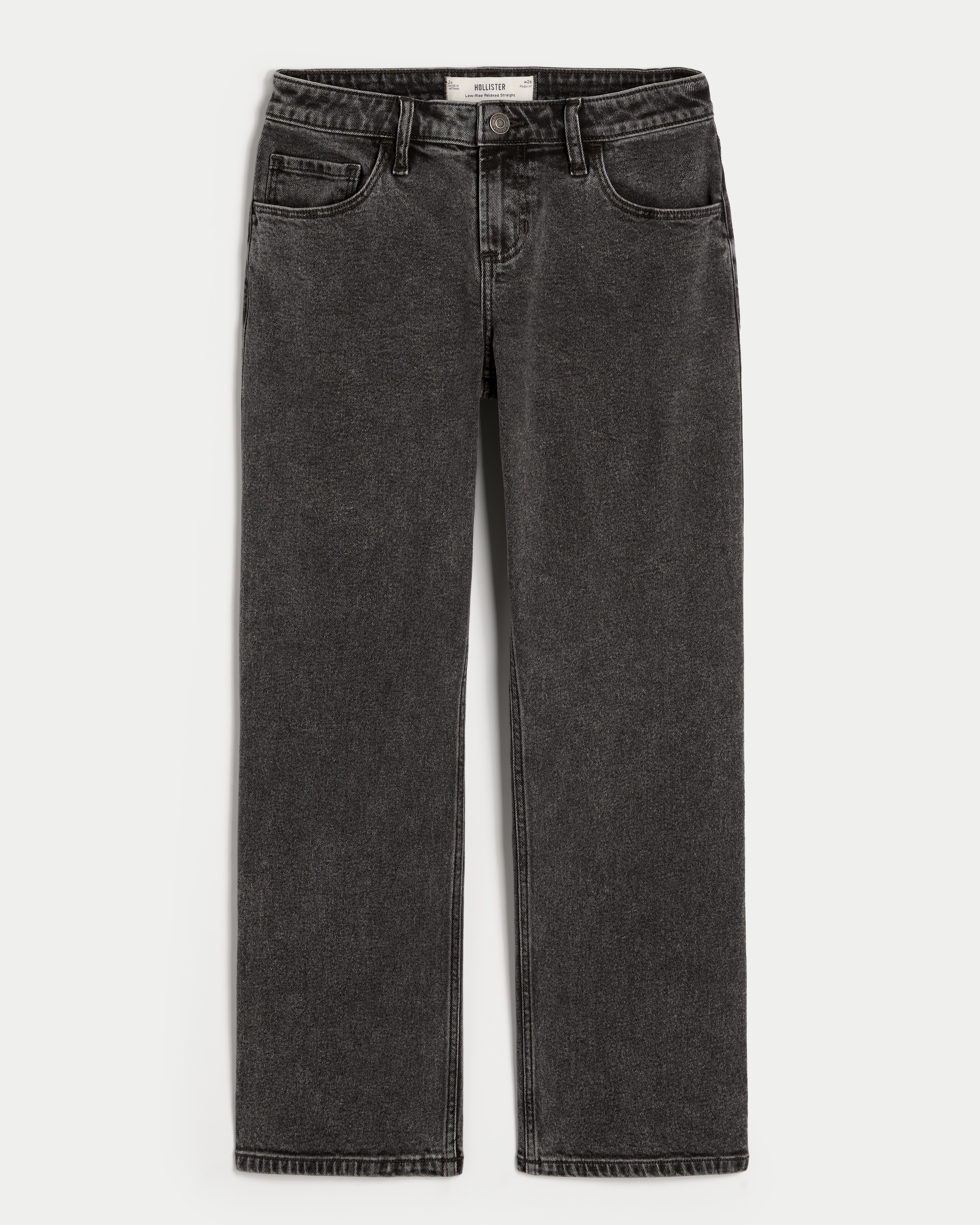 Low-Rise Washed Black Relaxed Straight Jeans