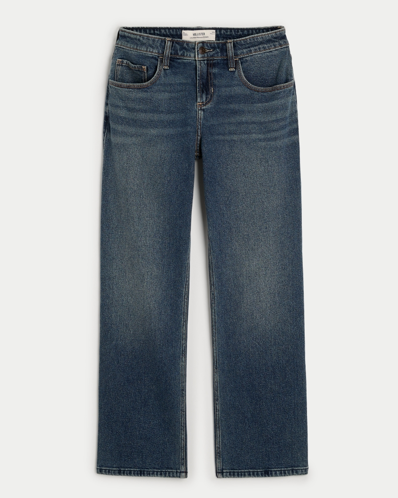 Low-Rise Dark Wash Relaxed Straight Jeans