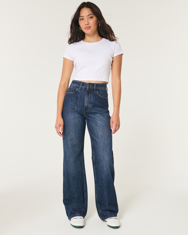 Curvy Ultra High-Rise Dark Wash Baggy Jeans