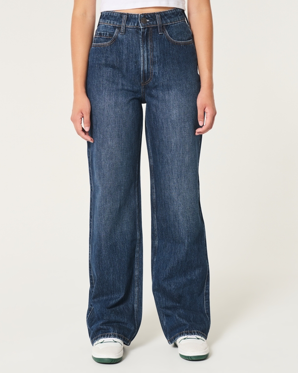 Low-Rise Dark Wash Baggy Flare Jean