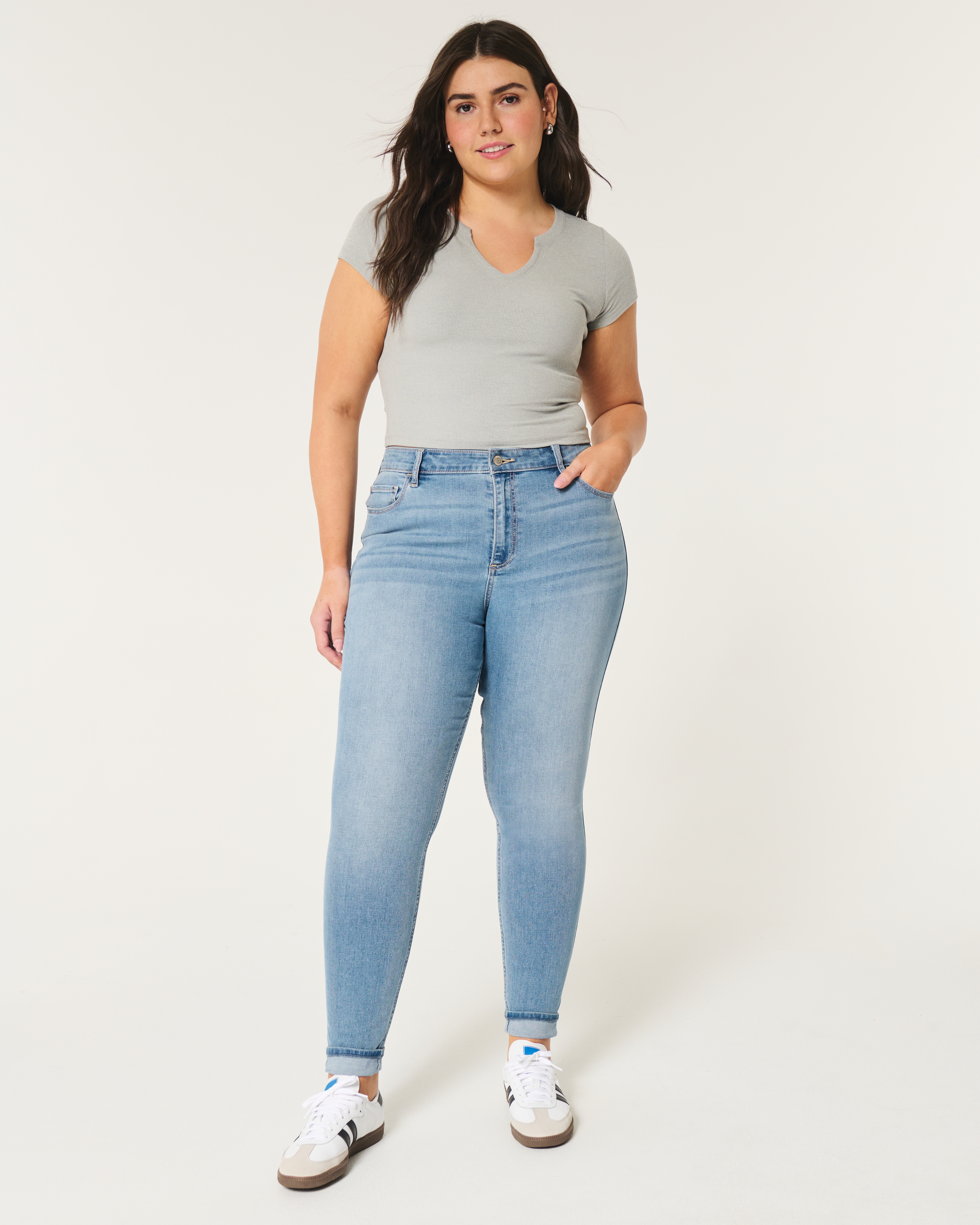 Hollister Curvy High-rise Medium Wash Super Skinny Jeans