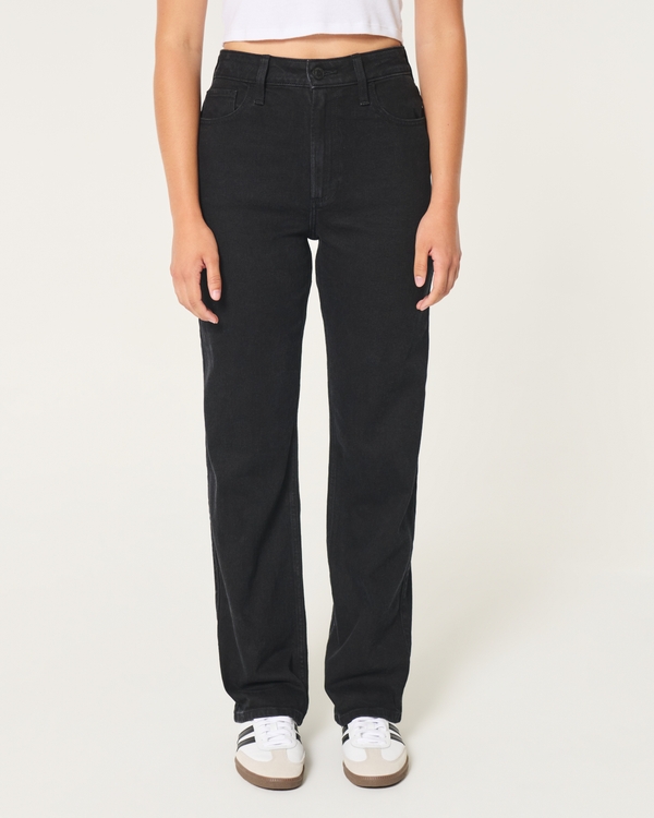 Curvy Ultra High-Rise Black Dad Jeans, Washed Black view 2