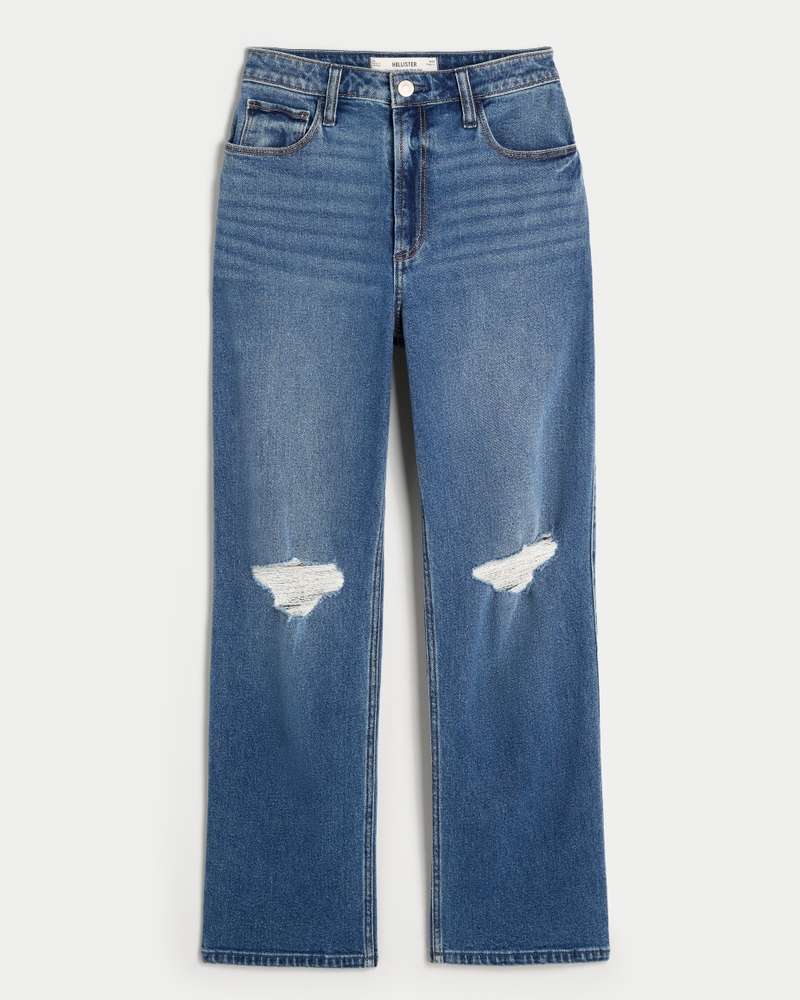 Women's Curvy Ultra High-Rise Ripped Medium Wash Dad Jeans | Women's ...