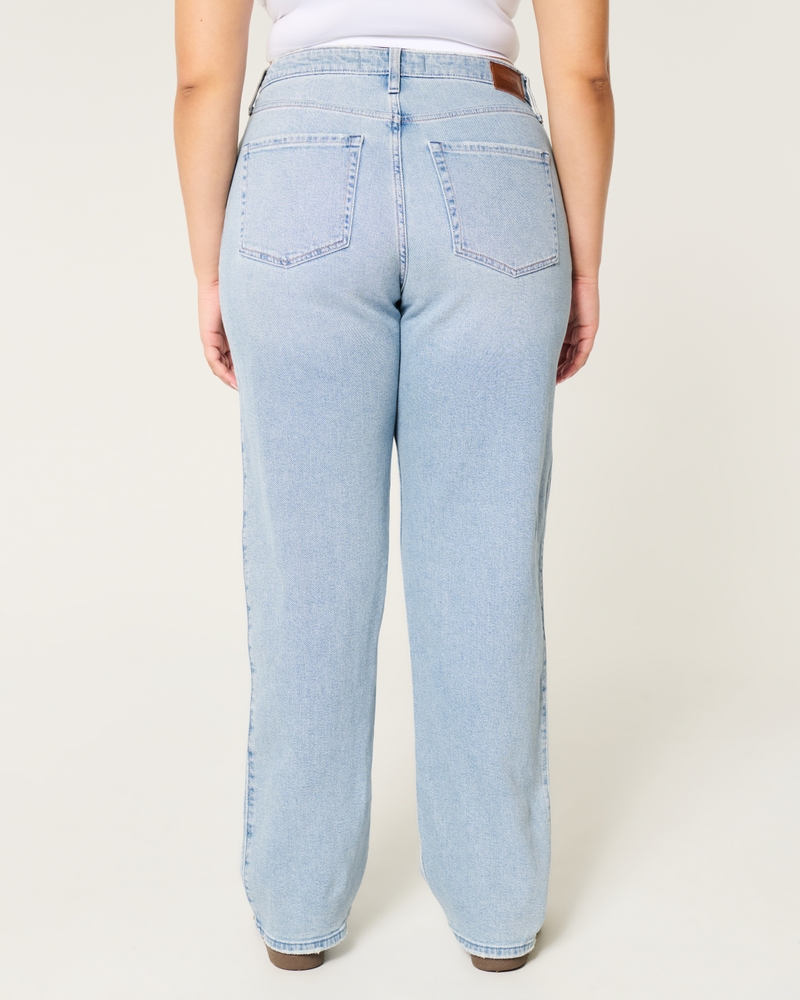 Curvy Ultra High-Rise Ripped Light Wash Dad Jeans