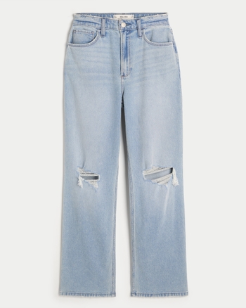 Women's Curvy Ultra High-Rise Ripped Light Wash Dad Jeans | Women's ...