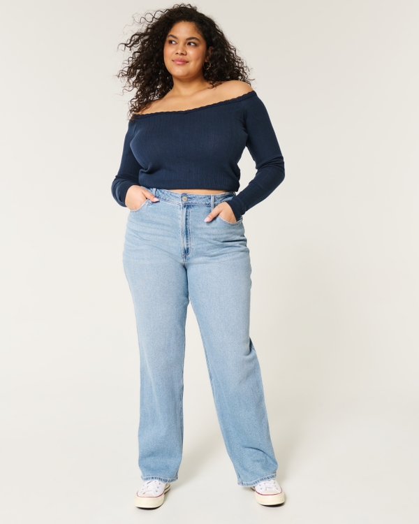 Curvy Ultra High-Rise Medium Wash Dad Jeans, Light