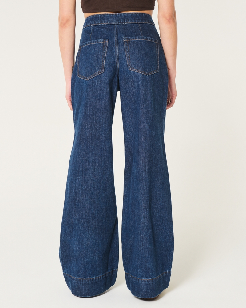 Women's Ultra High-Rise Dark Wash Wide-Leg Jeans Women's