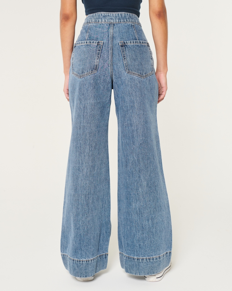 Ultra High-Rise Medium Wash Wide-Leg Jeans