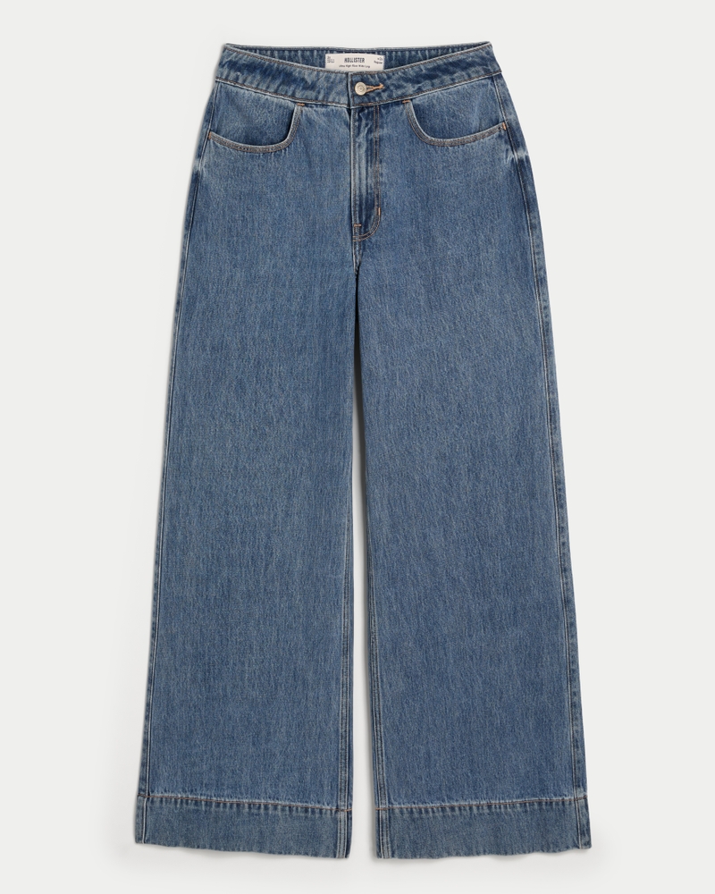 Ultra High-Rise Medium Wash Wide-Leg Jeans
