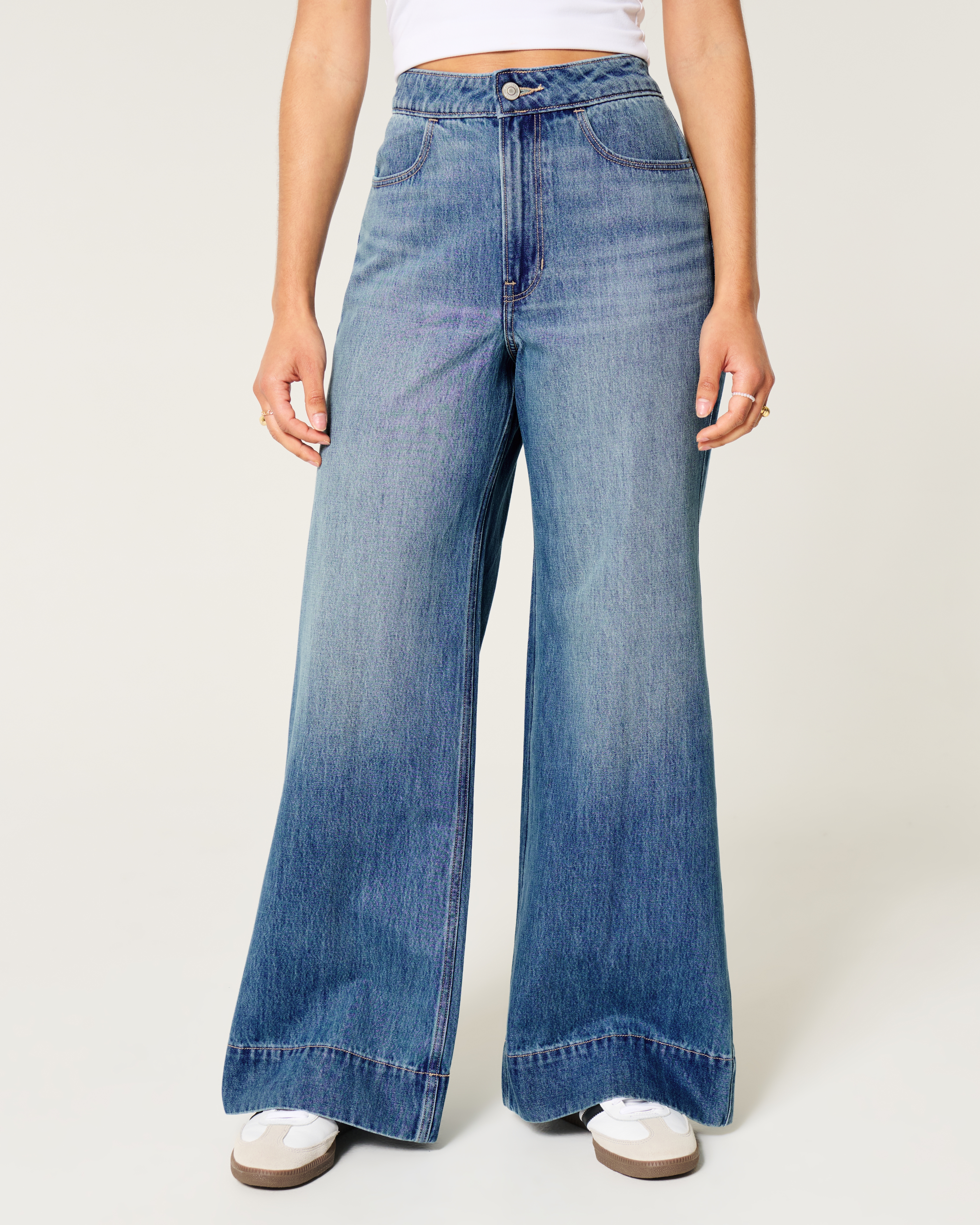 [CKJ] Ultra High Rise Wide Tencel Rinse Wash Jeans ★人気★ Tencel Ultra High Rise Wide Leg Fit Jeans | Calvin Klein