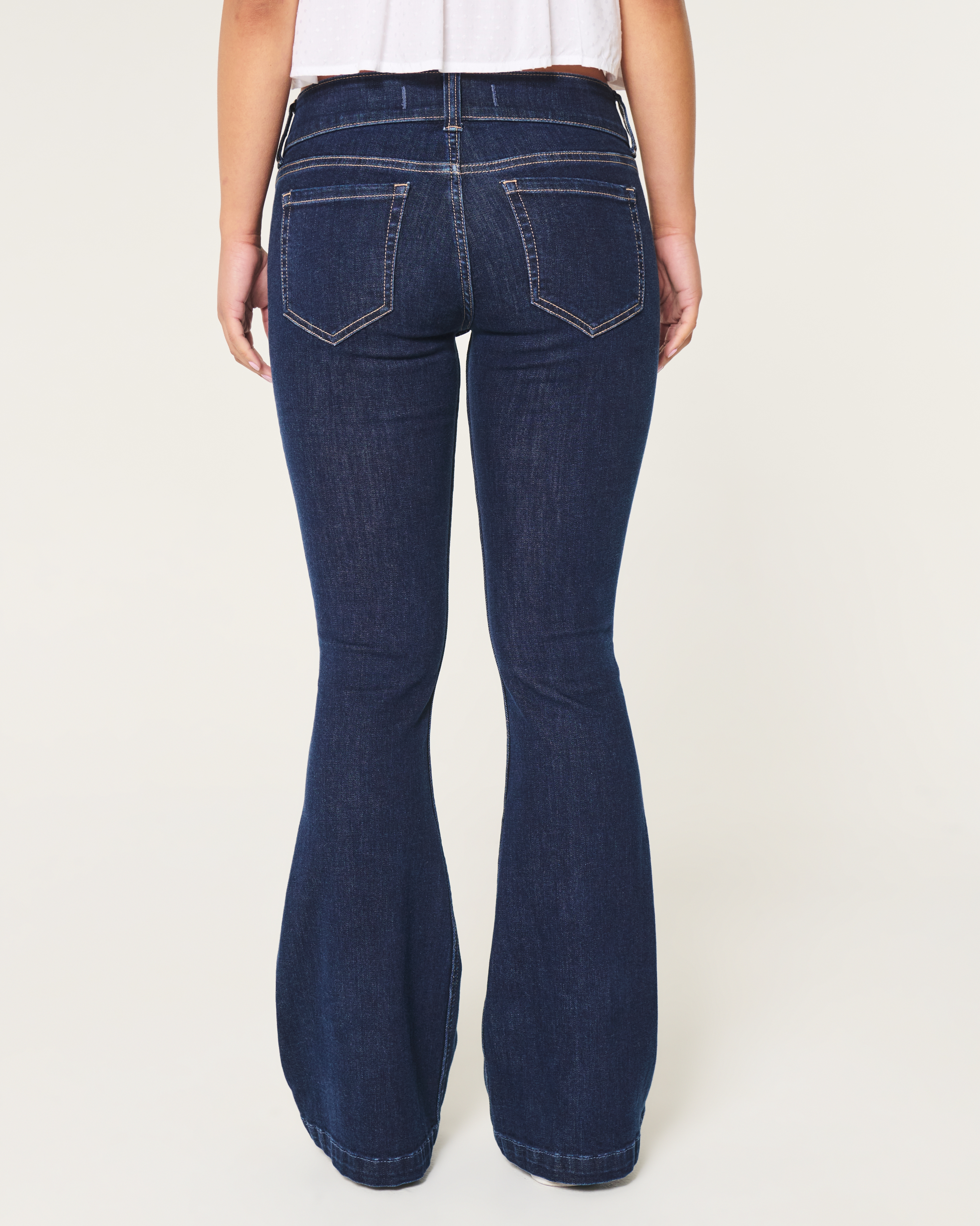 Low-Rise Dark Wash Flare Jeans