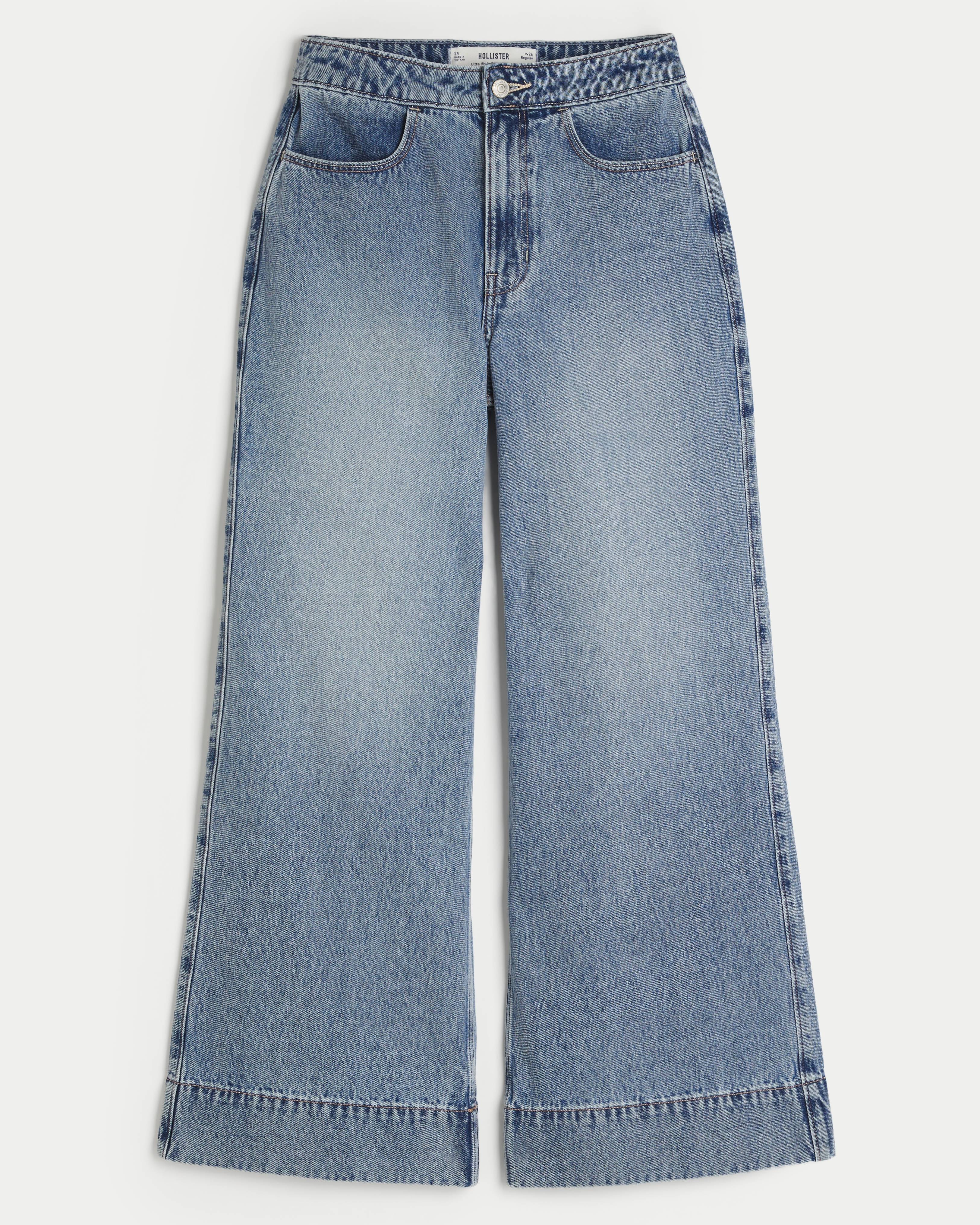 Ultra High-Rise Medium Wash Wide-Leg Jeans