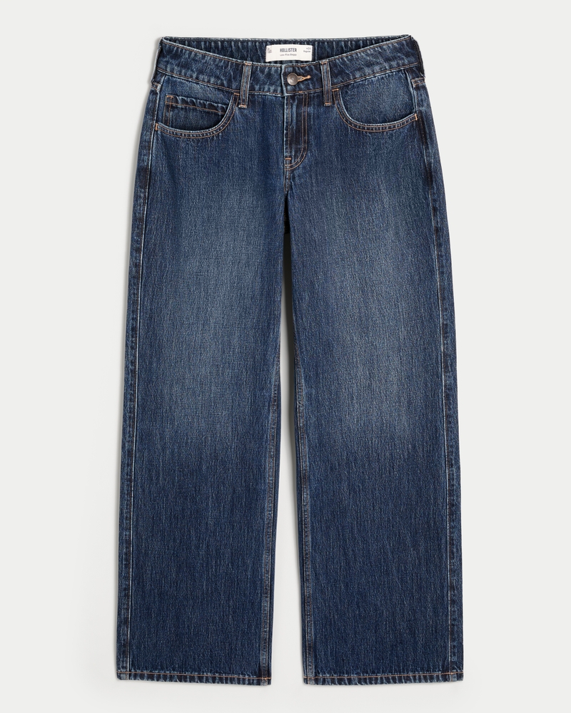 Women's Low-Rise Dark Wash Baggy Jeans | Women's Bottoms | HollisterCo.com